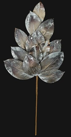 Earthflora's 24 Inch Metallic Magnolia Spray - Silver/grey Brown